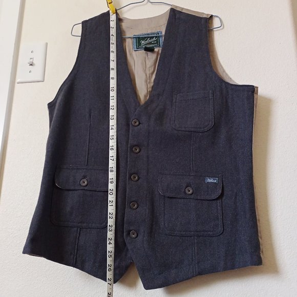Men's M Medium Woolrich Ruxton Slate Gray Wool Vest 18402 Buttons 3 pockets - Picture 8 of 15